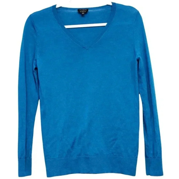 Talbots Sweater Size Small 100% Merino Wool V-Neck Preppy Colorful Lightweight - Picture 1 of 11